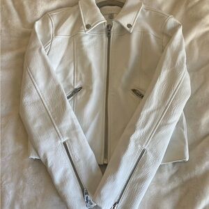 Blank NYC faux leather biker jacket white - small